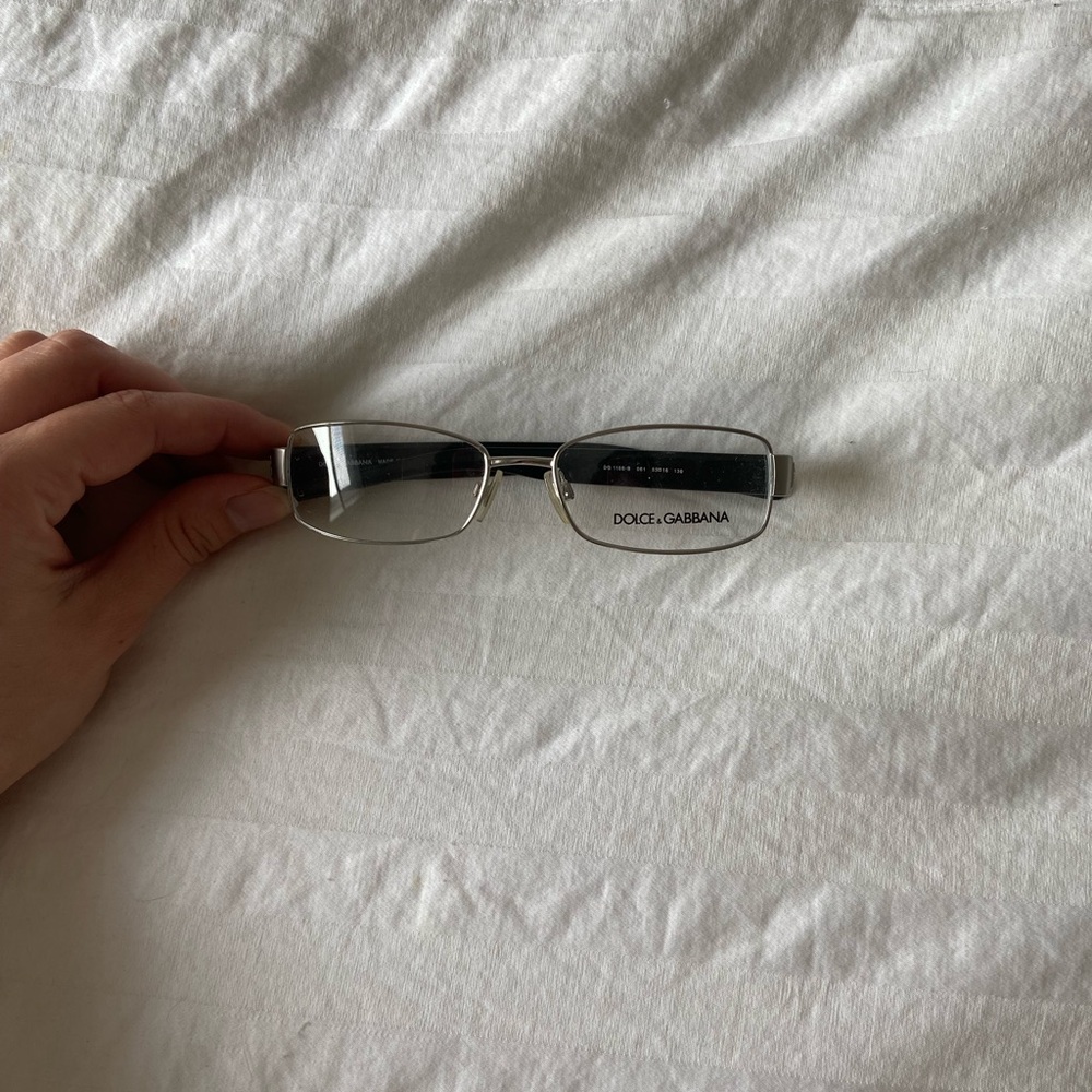 Dolce & Gabbana Black and Silver Rectangular Eyeglass Frames